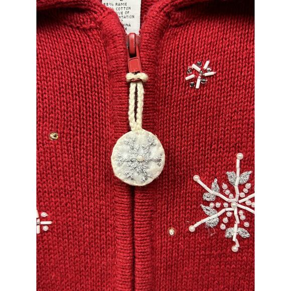 Vintage Heirloom Collectibles Sweater Womens Large Red Snowflake Christmas 2004 - Picture 2 of 6